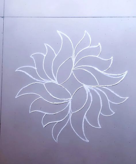 Lotus Rangoli With Dots, Rangoli New Design, Beautiful Rangoli Designs Latest, Small Free Hand Rangoli, Lotus Rangoli, Dots Rangoli, Simple Kolam, Rangoli Side Designs, Festival Art