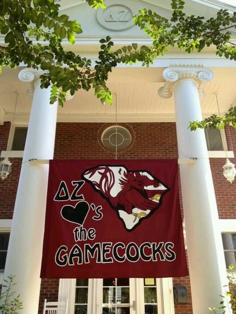 Delta Zeta loves the Gamecocks! Delta Zeta Sorority, Go Gamecocks, Sorority Banner, Alpha Phi Omega, College Sorority, Tri Delta, Alpha Gamma Delta, Phi Mu, Alpha Sigma Alpha