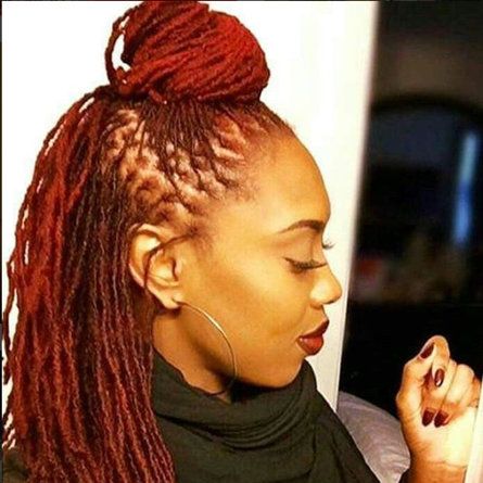 Top Bun Realness   - 30 Black Women With Seriously Stunning Sisterlocks Color Locs, Red Dreadlocks, Sister Locs, Dreadlock Styles, Flat Twist, Dreadlock Hairstyles, Sisterlocks, Natural Hair Inspiration, Scene Hair