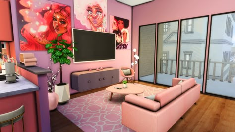 Baddie Shades, Sims Baddie, Sims 4 Rooms, Living Room Sims 4, Sims 4 Cc Furniture Living Rooms, Baddie Room, Pink Apartment, The Sims 4 Lots, Sims 4 Piercings