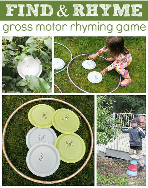 Rhyming Games, Rhyming Activities, Literacy Games, Gross Motor Activities, Preschool Literacy, Outdoor Classroom, Outdoor Learning, Kindergarten Literacy, Hula Hoop