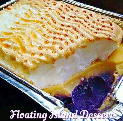 Floating Island Dessert, Dessert Recipes No Bake, Recipes No Bake, Filipino Dessert Recipes, Pinoy Dessert, Filipino Food Dessert, Meringue Frosting, Monte Cristo Sandwich, Filipino Style