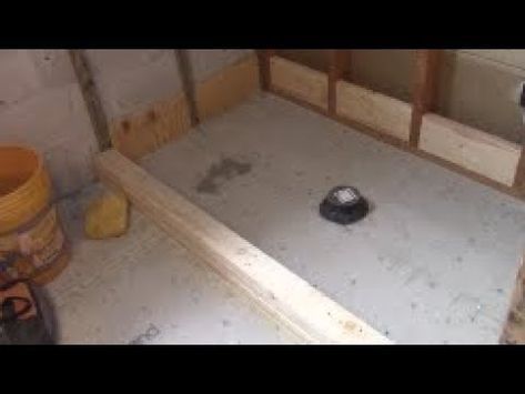 Concrete Shower Base, How To Build A Shower Pan, Cement Finish Bathroom, Shower Base Diy, Shower Base Installation, Concrete Shower Pan, Building A Shower Pan, Shower Pans And Bases, Shower Pan Installation