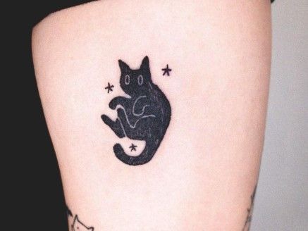 Black Cat Orange Cat Tattoo, Orange And Black Cat Tattoo, Alley Cat Tattoo, Silly Cat Tattoo, Small Black Cat Tattoo, Tattoo Perfume, Black Cat Tattoo, Rat Tattoo, Black Cat Tattoos