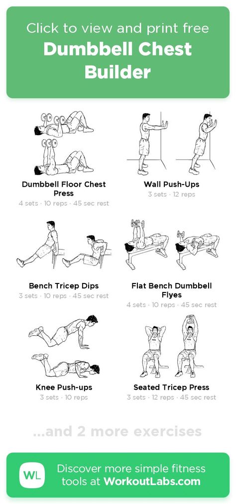 Chest Builder, Dumbbell Chest Workout, Chest Exercise, Wall Push Ups, Workout Labs, Exercise Plans, Fit App, Dumbell Workout, Lifting Workouts