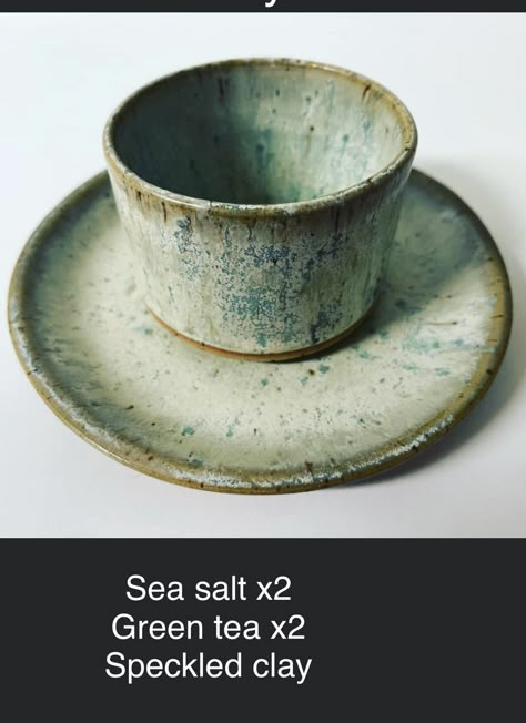 Green Tea Mayco Glaze, Mayco Elements Glaze Combinations, Mayco Sea Salt Glaze Combinations, Mayco Green Tea Glaze Combinations, Light Sepia Glaze Combinations, Sea Salt Glaze Combinations, Green Tea Glaze Combinations, Functional Ceramics Ideas, Green Glaze Combinations