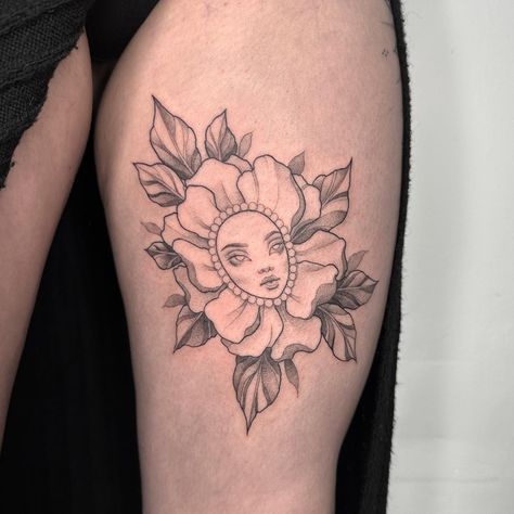 Two new pieces made for Hollie last week during my guest spot at @mothandflametattoo 💕 I tried something a bit different when drawing her face on the first piece, making her look cuter and more doll like with bigger eyes, what do you guys think? . . #tattoo #tattoos #tattooing #tattooartist #tattooinspo #flowertattoo #brightontattoo #londontattoo Simple Portrait Tattoo, Doll Face Tattoo, Brighton Tattoo, Think Tattoo, Bigger Eyes, Laura May, Simple Portrait, London Tattoo, Face Tattoo