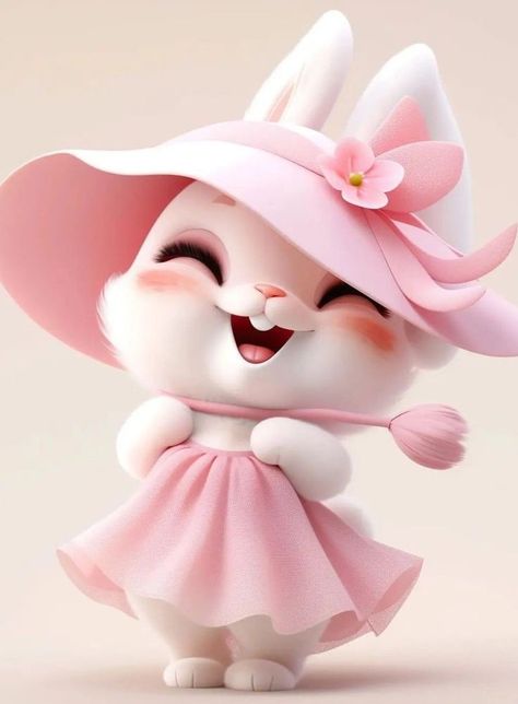 Cute Bunny Cartoon Kawaii, Cute Bunny Wallpaper, Calin Gif, Bunny Cartoon, Cute Bunny Pictures, Pink Wallpaper Girly, Cute Bunny Cartoon, Cute Small Animals, Cute Funny Cartoons