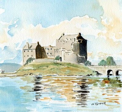 Eilean Donan Castle Scotland original watercolour painting by David Tyrrell | #273557912 Scotland Watercolor, Scotland Drawing, Scotland Painting, Scotland Art, Watercolor Castle, Scottish Landscape Painting, Landscape Painting Watercolor, Castle Drawing, Abstract Painting Diy