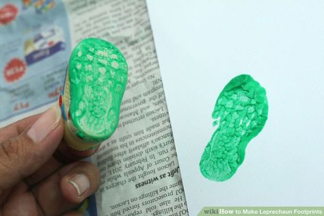 3 Ways to Make Leprechaun Footprints - wikiHow How To Make Leprechaun Footprints, Leprechaun Tricks For Classroom, Leprechaun Classroom Ideas, Leprechaun Tricks For Kids, Leprechaun Mischief Ideas For Classroom, Classroom Leprechaun Ideas, St Patrick’s Day Leprechaun Mischief, Leprechaun Classroom Mischief, Leprechaun Ideas For Parents