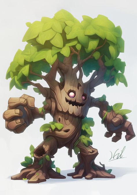 Tree Person Character Design, 3d Creature, Tree Monster, Stylized Character, Concept Art Character, Fantasy Monster, Scene Design, Game Character Design, Monster Design