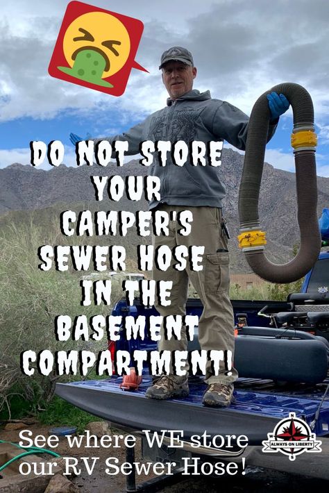 Camper Hose Storage Ideas, Sewer Hose Storage Ideas, Travel Trailer Modifications, Rv Sewer Hose Storage, Rv Hose Storage Ideas, Rv Sewer Hose Storage Ideas, Rv Hacks Motorhome, Rv Basement Storage Ideas, Rv Storage Ideas Travel Trailers