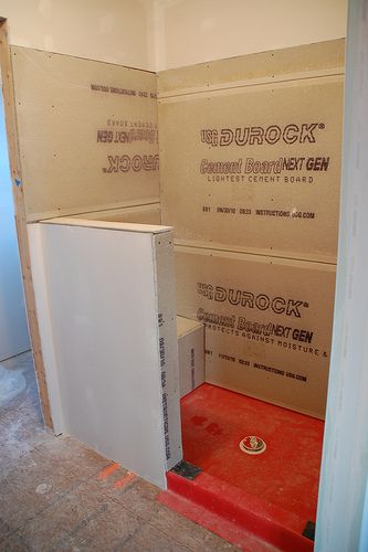 DIY Walk-In Shower: Step 2- Lining... we may need this if/when we finally ever finish that bathroom in the basement. Shower Step, Diy Shower, Shower Pan, Basement Bathroom, Bathroom Redo, घर की सजावट, Diy Remodel, Shower Remodel, Bathroom Renos