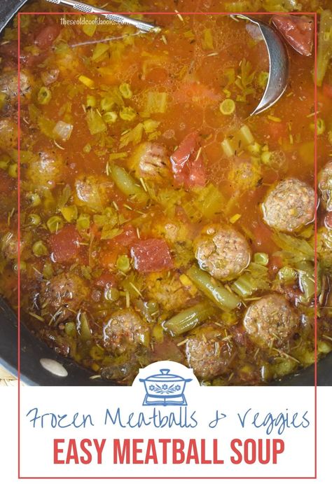 Frozen Meatball Vegetable Soup Recipe - These Old Cookbooks Meatball Vegetable Soup, Easy Meatball Soup, Ramen Dinner, Easy Meatball, Meatball Soup Recipes, Easy Vegetable Soup, Old Cookbooks, Vegetable Soup Recipe, Meatball Pasta