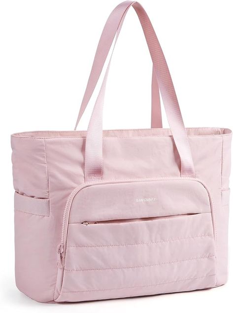 BAGSMART Tote Bag for Women, Lightweight Large Tote Bag with Yoga Mat Strap, Quilted Shoulder Bag Handbag for Travel Work Gym, Pink : Amazon.ca: Clothing, Shoes & Accessories Yoga Mat Strap, Mini Backpack Purse, Laptop Tote Bag, Quilted Shoulder Bag, Tote Bags Sewing, Laptop Tote, Mat Bag, Travel Tote Bag, Travel Work