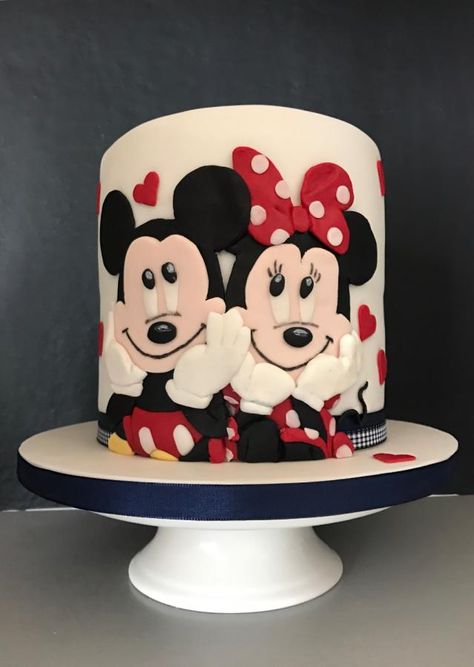 Mickey Birthday Cakes, Baby Reveal Cakes, Mickey And Minnie Cake, Twin Birthday Cakes, Minnie Mouse Cake Topper, Mickey Mouse Birthday Cake, Happy Birthday Cake Photo, Minnie Mouse Birthday Cakes, True Love Story