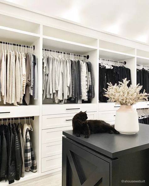 Walk In Closet White, Room Turned Into Closet, Master Closet Remodel, Walk In Master Closet, A House We Built, Spare Room Closet, Black White Bedrooms, Room Organization Bedroom, Dressing Room Decor