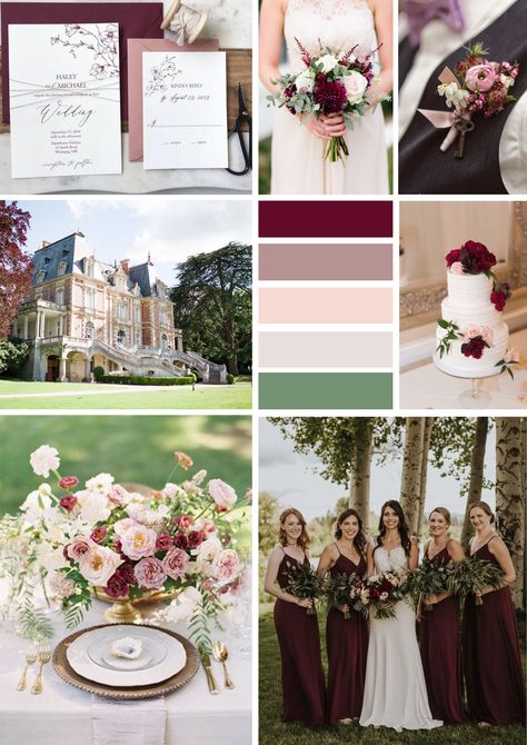 Mood board | Burgundy and Dusty Rose Wedding #moodbard #dustyrosewedding #burgundywedding Burgundy Palette Wedding, Dusty Rose And Maroon Wedding, Burgundy Dusty Rose Wedding, Burgundy And Dusty Rose Wedding, Wedding Mood Board Ideas, Pink And Rose Gold Wedding, Dusty Rose And Burgundy Wedding, Wedding Cake Burgundy, Whale Wedding