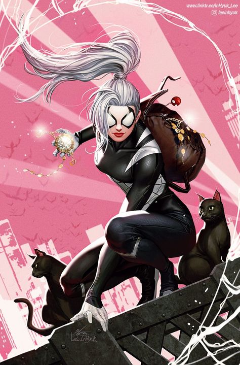 Night Spider, Inhyuk Lee, Black Cat Comics, Spiderman Black Cat, Felicia Hardy, Dc Comics Girls, Black Cat Marvel, Suit Ideas, Marvel Characters Art