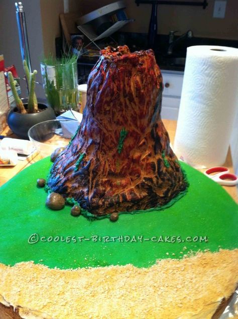 Easy Erupting Volcano Birthday Cake... Volcano Birthday Cake, Volcano Birthday, Cake For His Birthday, Pirouette Cookies, Science Cake, Volcano Cake, Pumpkin Carving Tools, Easy Cakes, Erupting Volcano