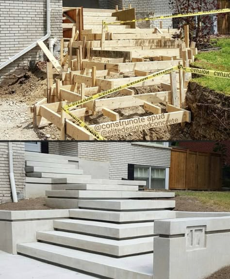 Ideas Terraza, Landscape Stairs, Front Stairs, Garden Stairs, Exterior Stairs, Concrete Stairs, Outdoor Steps, Garden Steps, Outdoor Stairs