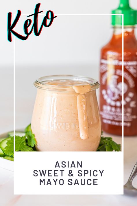 This Keto Asian Sweet & Spicy Mayo Sauce Recipe is one of the most flavorful ways to kick up any dish! We enjoy this sugar-free yum yum sauce as a dip for vegetables, sauce for meats, Keto Spicy Tuna Poke Bowls and for dressing my Easy Crab Kani Salad! Spicy Mayo Salad Dressing, Sweet Mayo Sauce For Sushi, Dressing For Poke Bowl, Poke Bowl Mayo Sauce, Poke Dressing Recipe, Sweet Mayo Sauce, Poke Bowl Recipe Sauce, Asian Mayo Sauce, Pike Bowl Recipe