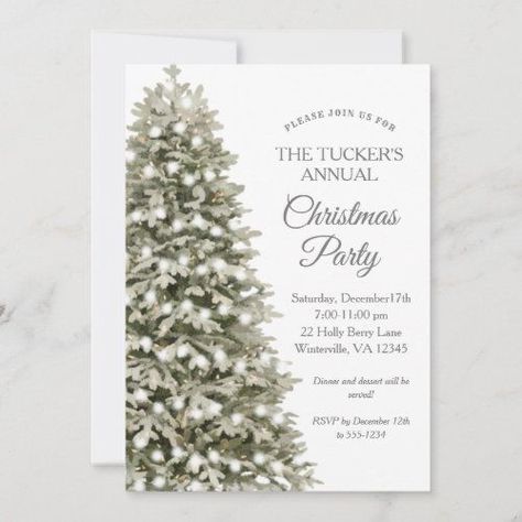 Simple Elegant Christmas Tree Christmas Party for $3.08 - Christmas Party Invitations Simple Elegant Christmas Tree, Christmas Party Elegant, Elegant Christmas Party Invitations, Christmas Open House Invitations, Elegant Holiday Party, White Christmas Party, Elegant Christmas Party, Adult Christmas Party, Corporate Holiday Party