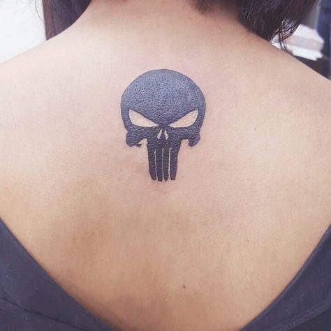 punisher,symbol,TV show,comic,black work,back,tattoo Black Work Back Tattoo, The Punisher Tattoo, Punisher Symbol, Punisher Tattoo, Silhouette Tattoos, Spine Tattoo, Black Work, Symbolic Tattoos, Tattoos Ideas