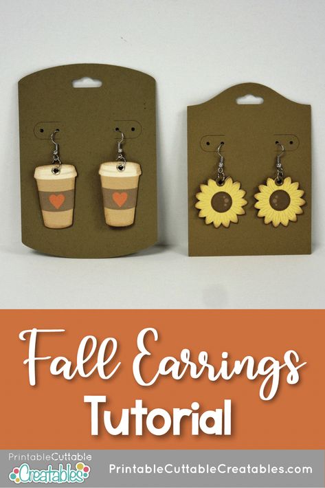 Look Fall Fabulous with a fun pair of Autumn earrings! Nancy from the NickelNook shows how easy it can be to use cardstock and Print and Cut to make these adorable DIY earrings! Diy Fall Earrings, Cricut Halloween Earrings Diy, Cricut Earrings Diy, Thanksgiving Faux Earrings, Faux Leather Fall Earrings, Cricut Pumpkin Earrings, Fall Earring Svg, Cricuit Joy, Fall Earring