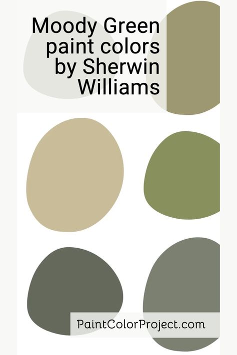 Want to give your room a moody aesthetic with a green wall color? Here are the best moody green paint colors by popular Sherwin Williams brand. Midcentury Modern Green Paint, Pale Moss Sherwin Williams, Ruskin Room Green Sherwin Williams, Sw Green Onyx Cabinets, Sherwin Williams Avocado, Brown Green Paint Colors, Vintage Green Paint Color, Sherwin Williams Olive Green, Oak Moss Sherwin Williams