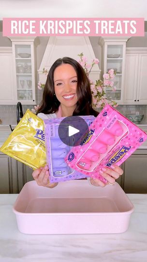 87K views · 4.6K reactions | Have you ever tried mixing PEEPS into your Rice Krispies Treats? This is the perfect Easter Recipe that’s quick, simple and fun to make with kids! I’ll definitely be making these with my nephew! 

- 30 Peeps (3 packs)
- 6 Cups Rice Krispies
- 6 TBSP Butter

Toss all ingredients in greased pan. Bake at 350 for
5-10 minutes until peeps are soft. Mix together. Pat down into the pan. Let cool on counter for 30 minutes and serve!

#easterrecipes #ricekrispytreats #easyrecipes #dessert #peeps #kidfriendlyfood @peepsbrand | Brittany | Home Decor & Style | Selena Gomez · Fun Easter Snack Mix For Kids, Rice Krispie Peeps Treats, Rice Crispy Treats With Peeps, Peep Rice Krispie Treats Recipe, Easter Rice Krispie Treats Ideas, Rice Krispie Treats With Peeps, Rice Krispie Easter Treats, Peeps Rice Krispie Treats Recipe, Easter Rice Krispies