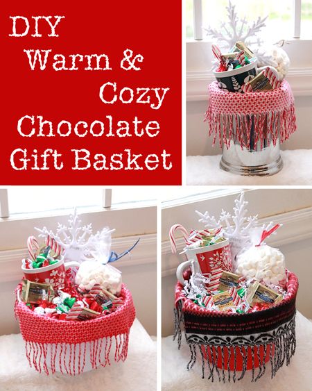 GREAT DIY Gift Ideas link party at @Pretty Handy Girl today. Link yours up too!- THese are really pretty i love it i would sale these for 20 dollars or at least 15 dollars. Diy Christmas Baskets, Chocolate Basket, Basket Diy, Chocolate Gifts Basket, A Gift Basket, Themed Gift Baskets, Diy Gift Baskets, Diy Gift Ideas, Christmas Baskets