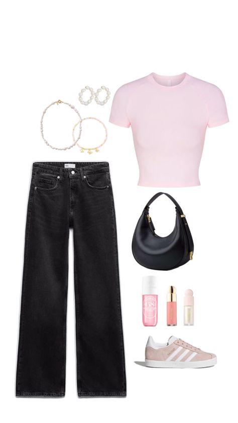 Pink outfit idea, spring, Summer fit, fashion inspiration, inspo, pink adidas gazelle, wide leg jeans, skims dupe, pearls jewells top - https://amzn.to/3UrZxru jeans - https://amzn.to/44zKQr3 shoes - https://amzn.to/4bdQ8eC bag - https://amzn.to/4dBLVCP accessories - https://amzn.to/4afp8tC https://amzn.to/4adfXtF https://amzn.to/44yWvqg https://amzn.to/4dBM9d9 https://amzn.to/4dBciZU  #ad #sponsored #affiliate Pink Crop Top Outfit, Pink Adidas Gazelle, Going Out Crop Tops, Slim Fit Crop Top, Daily Outfit Inspiration, Summer Inspo, Fit Fashion, Crop Top Outfits, Pink Adidas