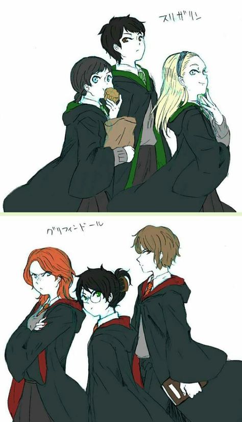 Drarry Genderbend, Harry Potter Genderbend, Fem Harry Potter, Harry Potter Au, Female Harry Potter, Fem Harry, Anime Harry Potter, Harry Potter Harry, Harry Draco