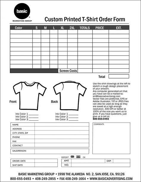 editable personalized t-shirt order form template | besttemplates123 screen printing invoice template doc blank T Shirt Order Form Template, T Shirt Order Form, Shirt Order Form, Baseball Printables, Order Form Template Free, Tshirt Template, Order Form Template, T Shirt Design Template, Form Template