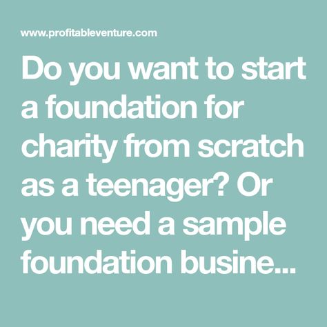 Do you want to start a foundation for charity from scratch as a teenager? Or you need a sample foundation business plan template? If YES, then i advice you read on Gardening Business, Business With No Money, Vision And Mission Statement, Charity Foundation, Nonprofit Marketing, Marketing Plan Template, Sample Business Plan, Charity Organizations, A Potato