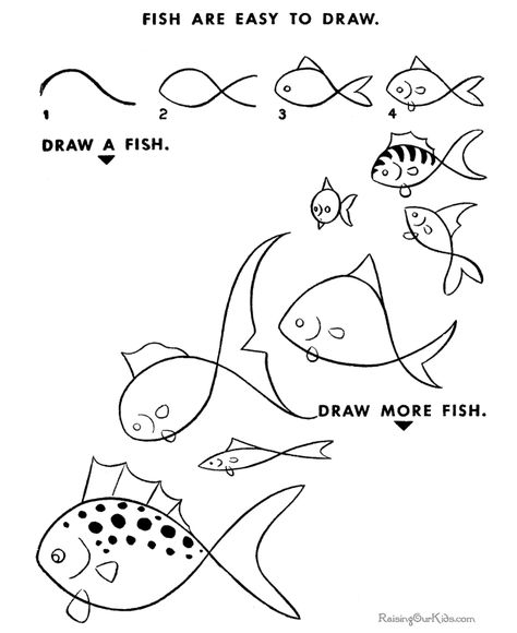 How to Draw - Dozens of free, printable step by step instructions. How To Draw Fish, Drawing Instructions, Drawn Fish, Rainbow Fish, Fish Drawings, Homeschool Art, Step Drawing, Drawing Lessons, Fish Art