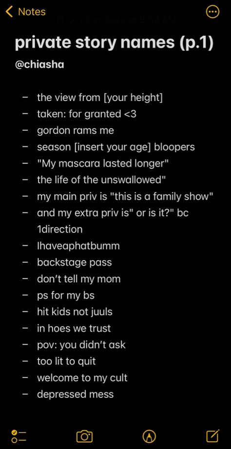 What To Name Your Instagram Highlights, Private Acc Bio For Instagram, Bios For Pvt Account, Writing Page Name Ideas For Instagram, Funny Insta Id Names, Bios For Instagram Private Account, Insta Spam Account Ideas, Funny Caption For Profile Picture, What To Post On Private Instagram