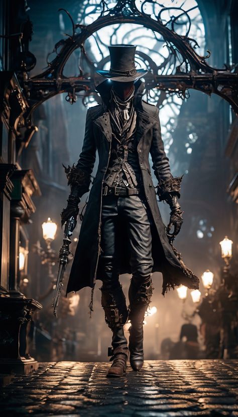 Bloodborne Hunter Outfit, Gothic Horror Monsters, Eldritch Horror Outfit, Gothic Horror Character Art, Gothic Concept Art, Eldritch Horror Aesthetic, Twisted Architecture, Eldritch Aesthetic, Bloodborne Outfits