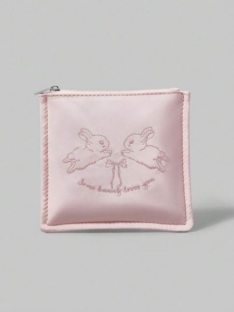 ROMWE Kawaii Mini Rabbit Embroidered Coin Purse | SHEIN USA Mini Rabbit, Pad Bag, Sanitary Napkin, Cute Wallets, Mini Pouches, Pink Collars, Mini Wallet, Cute Bags, Shoulder Tote Bag