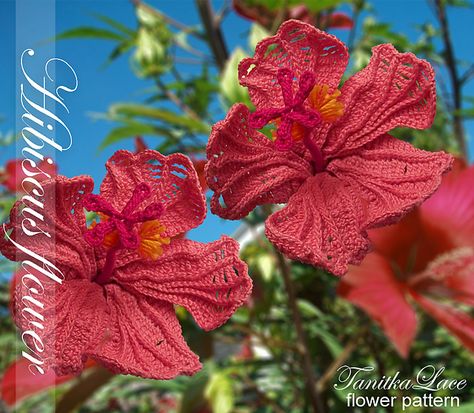 Flower Crochet Ideas, Hibiscus Flower Crochet, Hibiscus Crochet, Peace Lily Flower, Crochet Bouquets, Mallow Flower, Bouquet Jewelry, Crochet Leaf Patterns, Clematis Flower