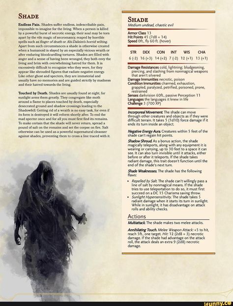 Dungeons And Dragons Races, Shadow Creatures, Dnd Stats, Shadow Monster, Creaturi Mitice, Mythical Monsters, Dungeon Master's Guide, Dnd Classes, Dungeons And Dragons 5e