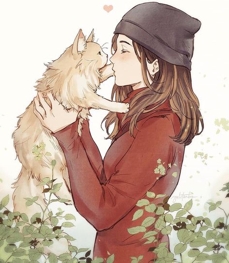 2,072 mentions J’aime, 12 commentaires - Yuli (@yulitanbo) sur Instagram : "Drew my friend and her floofball for her birthday 🌱 (Ps the floofball has an ig! Check out…" Girl Holding Cat, I Love Cats, My Friend, Anime