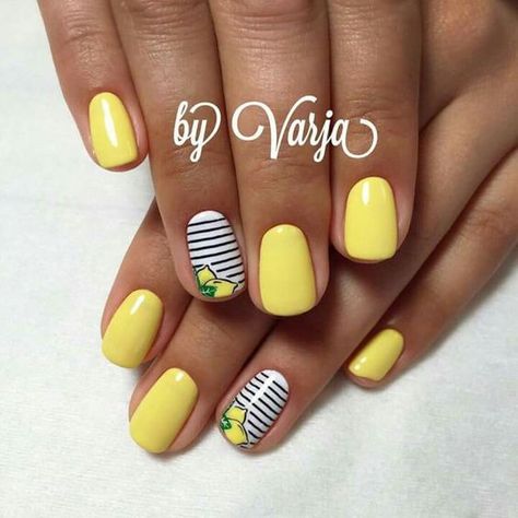 Lemon Nails, Yellow Nail, Nails Yellow, Yellow Nails, Fancy Nails, Nail Designs Summer, Manicure E Pedicure, Nail Decorations, Gorgeous Nails