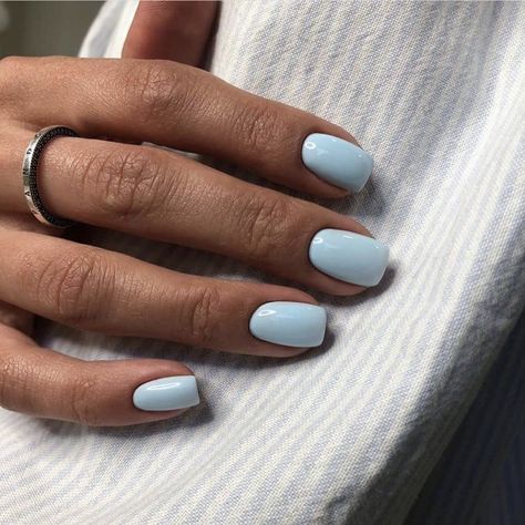 Milky Blueberry Nails, Milk Blue Nails, Pale Blue Nails, Blueberry Milk Nails, Milk Nails, Blueberry Milk, Nail Vibes, Blue Gel Nails, Nail Goals