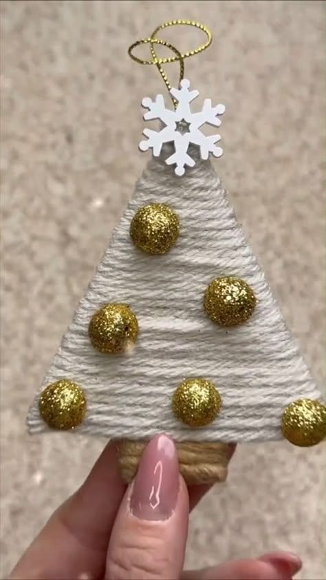 Unleash your creativity this holiday season with these charming DIY Cardboard Christmas Tree Ornaments made with yarn! 🌟🎁 Transform simple materials into festive decorations and add a personal touch to your tree. Get ready for a fun and crafty Christmas! #DIYOrnaments #ChristmasCrafts #YarnArt Christmas Diyornaments, Diy Cardboard Christmas Tree, Diy Ornament Tree, Christmas Tree Diy Craft, Diy Cardboard Christmas, Craft Christmas Ornaments, Diy Craft Christmas, Cardboard Christmas Tree, Cardboard Christmas