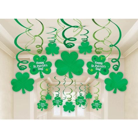 St. Patrick's Day Hanging Swirl Decorations with Cutouts Party Accessory Amscan http://www.amazon.com/gp/product/B006JAP122/ref=as_li_qf_sp_asin_il_tl?ie=UTF8&camp=1789&creative=9325&creativeASIN=B006JAP122&linkCode=as2&tag=lunabellaswor-20&linkId=TMH6UVBAD4L6URLL Fete Saint Patrick, Irish Party, San Patrick, Irish Clover, St Patrick's Day Decorations, St Patrick's Day Crafts, Happy St Patricks Day, Pot Of Gold, St Pattys