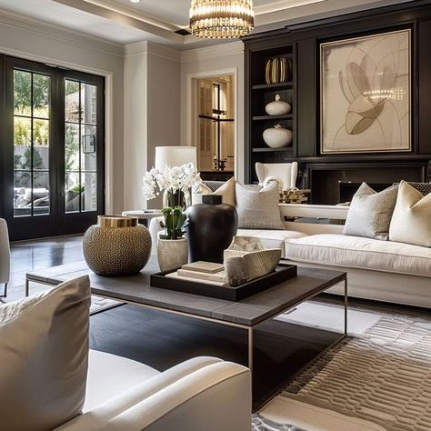 Sophisticated Family Room, Lounge Decor Beige, Fancy Houses Interior, Hotel Style Living Room, European Modern Interior, Expensive Living Room, Modern Traditional Living Room Ideas, Warm Modern Living Room, Classic Contemporary Interior Design