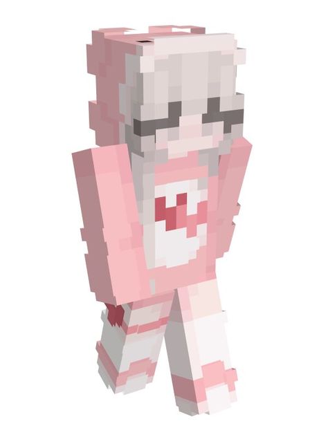 a pink bear onesie minecraft skin for valentine's day by giovanka on namemc! <3 Skin Mine, Skin Minecraft, Minecraft Skins Aesthetic, Minecraft Girl Skins, Mc Skins, Cute Minecraft Houses, Minecraft Skin, Minecraft Skins, Green Eyes