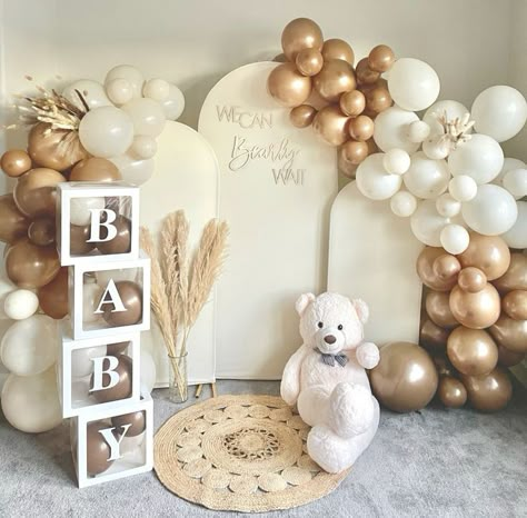 Gender Reveal Natural Colors, Gender Reveal Ideas Beige, Beige Gender Reveal Party, Brown Gender Reveal Ideas, Gender Reveal Ideas Neutral Colors, Deco Gender Reveal, Neutral Gender Reveal Party Decorations, Neutral Color Baby Shower Ideas, Beige Baby Shower Ideas